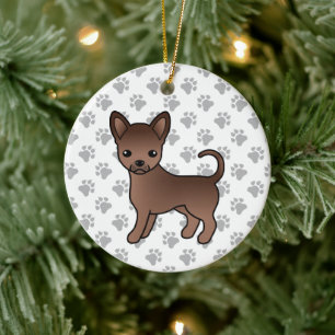 Décoration En Céramique Chihuahua de dessin animé à poils lisses au chocol