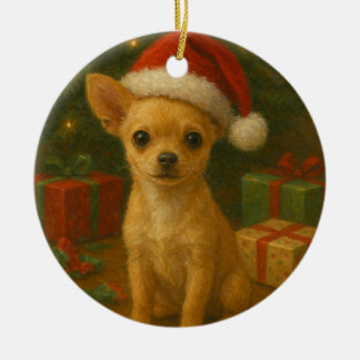 Décoration En Céramique Chihuahua Dog Christmas Ornament