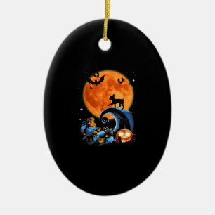 Décoration En Céramique chihuahua dog moon pumpkin halloween costume gift