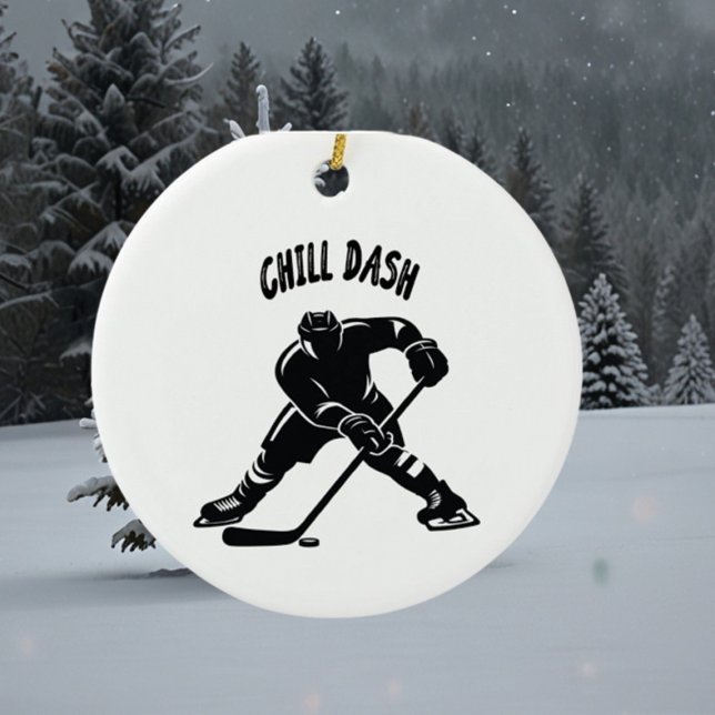 Décoration En Céramique chill dash de noël joueur de hockey entraîneur (Créateur téléchargé)