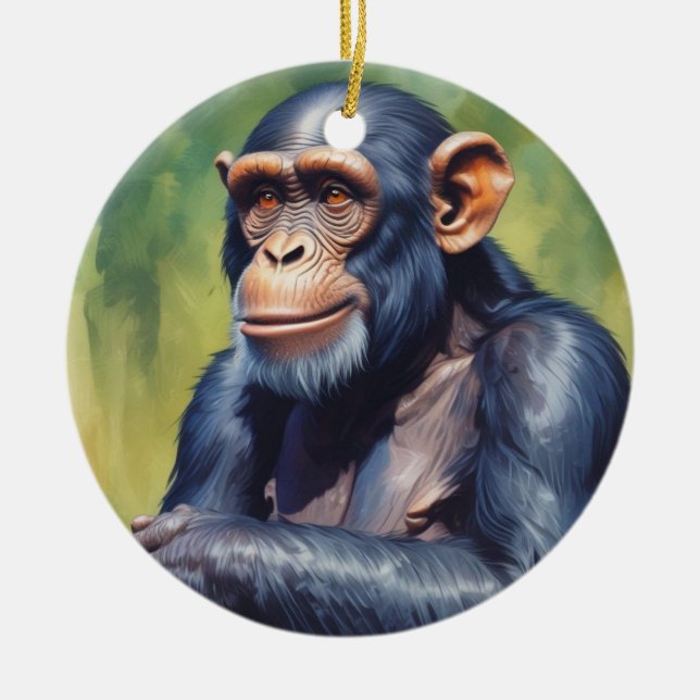 Décoration En Céramique Chimpanzé fou mignon (Devant)