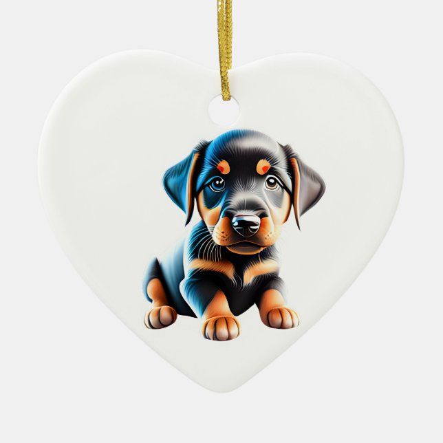 Décoration En Céramique Chiot de Beauceron personnalisé (Devant)