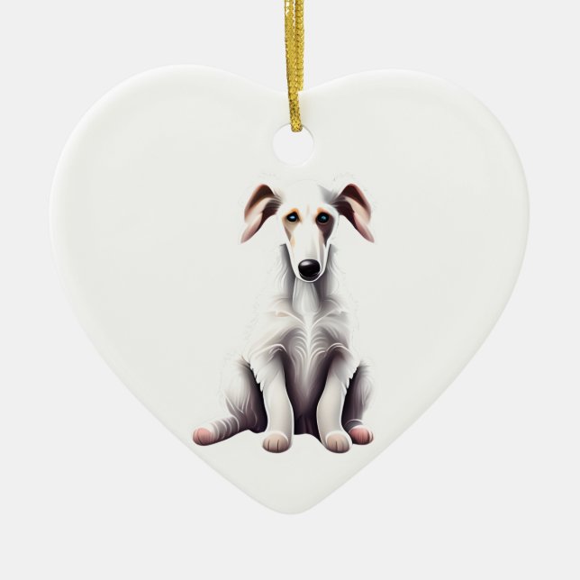 Décoration En Céramique Chiot de Borzoi personnalisé (Devant)