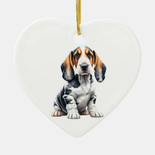 Décoration En Céramique Chiot de poche Basset personnalisé