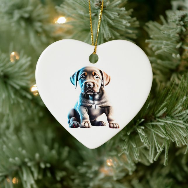 Décoration En Céramique Chiot de récupération Labrador personnalisé (Arbre)