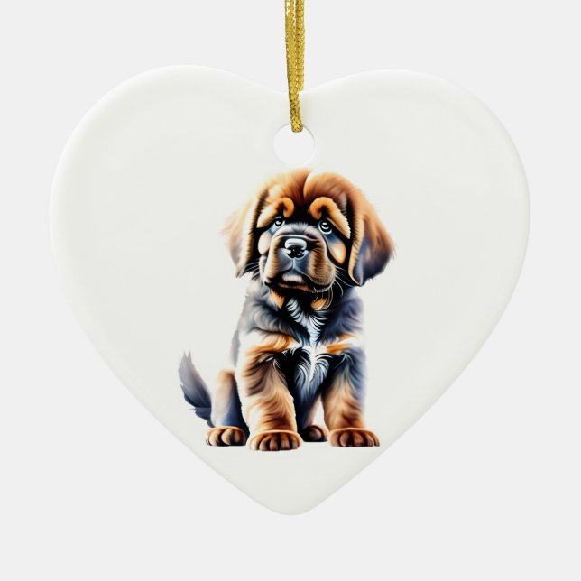 Décoration En Céramique Chiot Mastiff Tibétain personnalisé (Devant)