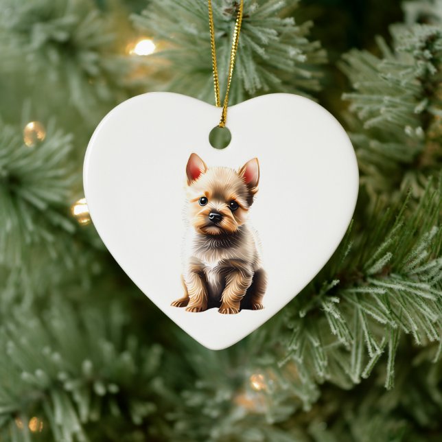 Décoration En Céramique Chiot Norwich Terrier personnalisé (Arbre)