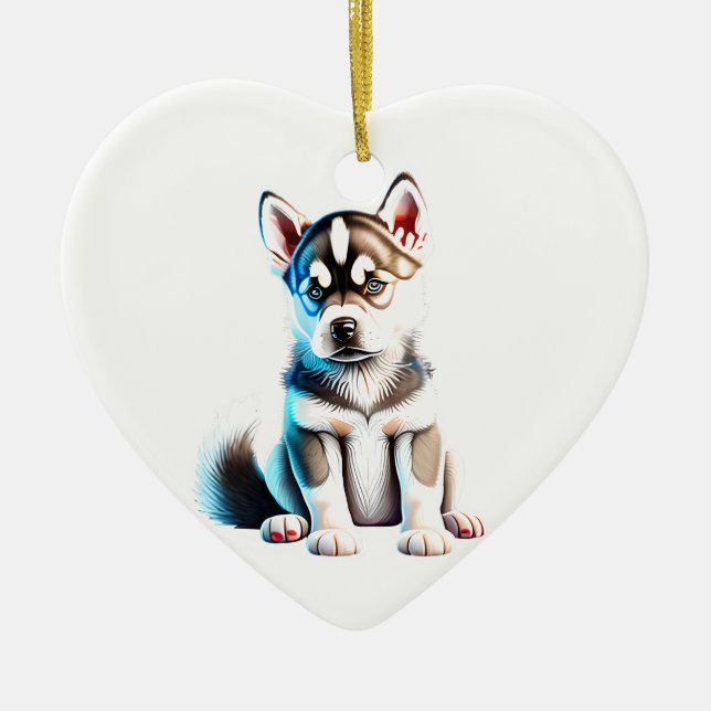 Décoration En Céramique Chiot sibérien Husky personnalisé (Devant)
