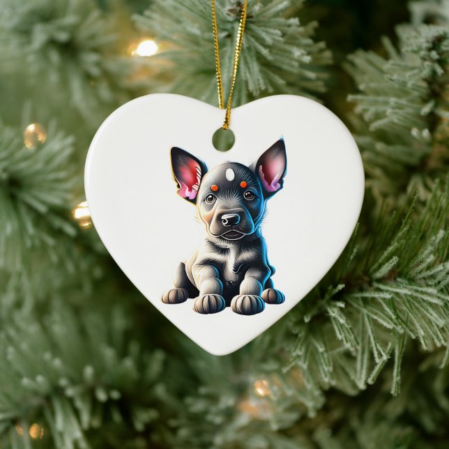 Décoration En Céramique Chiots Australian Cattle Dog Personnalisés (Arbre)