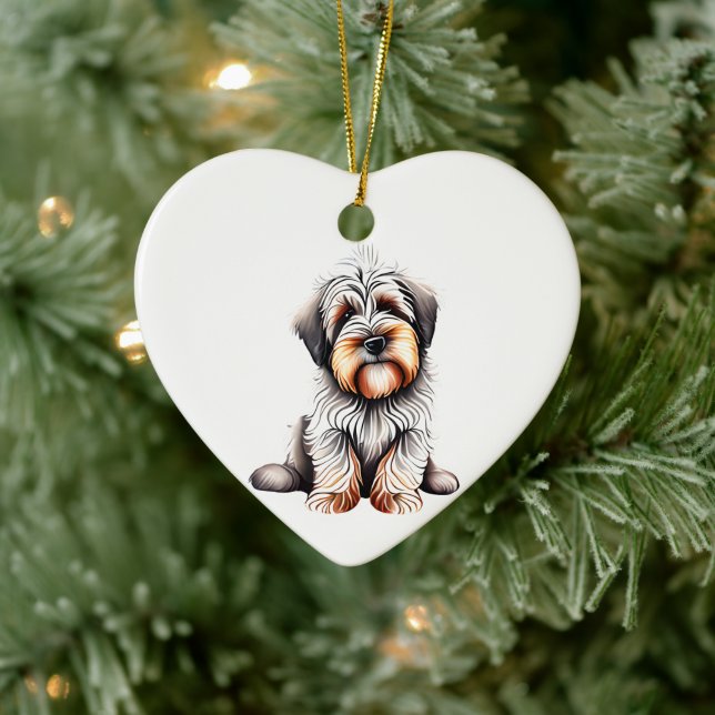 Décoration En Céramique Chiots Briard Personnalisés (Arbre)