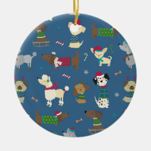 Décoration En Céramique Chiots de Noël dessin animé