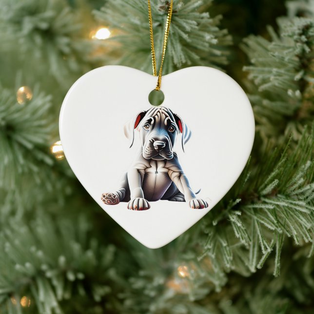 Décoration En Céramique Chiots Dogue Allemand Personnalisés (Arbre)