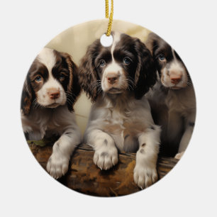 Décoration En Céramique Chiots espagnols anglais