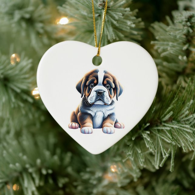 Décoration En Céramique Chiots Saint-Bernard Personnalisé (Arbre)