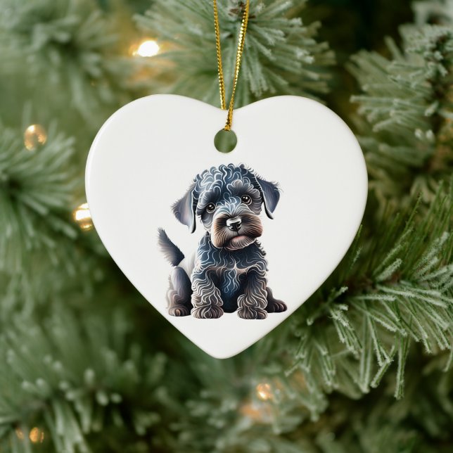 Décoration En Céramique Chiots Terrier Kerry Blue Personnalisé (Arbre)