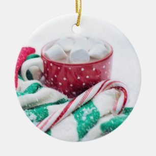 Décoration En Céramique Chocolat chaud et Sucre de canne Noël