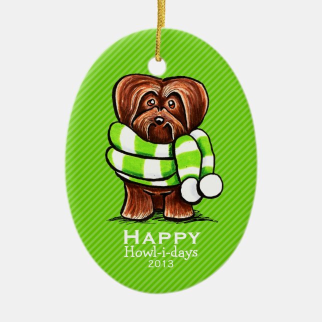 Décoration En Céramique Chocolat Havanais Écharpe Noël Stripe personnalisé (Devant)