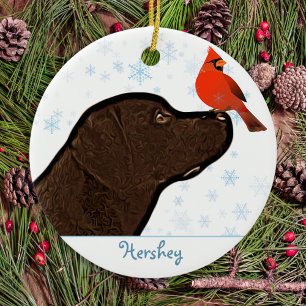Décoration En Céramique Chocolate Labrador Christmas