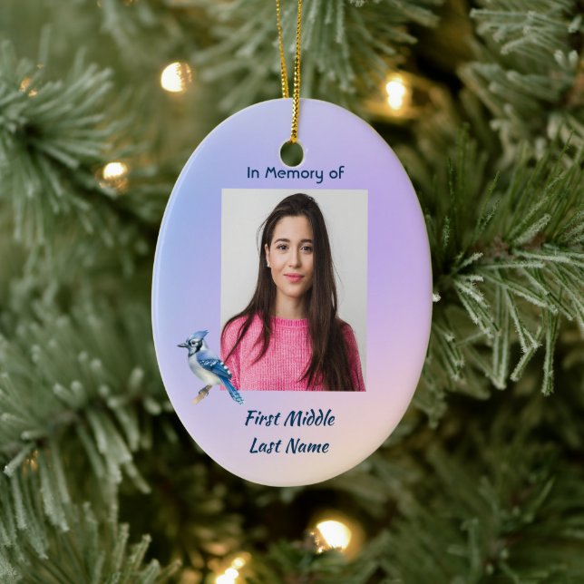 Décoration En Céramique Christian Memorial Watercolor Bluejay Garden  (Arbre)