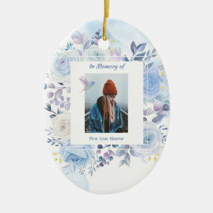 Décoration En Céramique Christian Memory Keepsaké Hummingbird Roses bleus