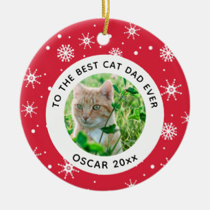 Décoration En Céramique Christmas Best Chat Papa Ever Photo pour animaux