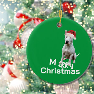 Décoration En Céramique Christmas Bull Terrier Chien Merry Salutation