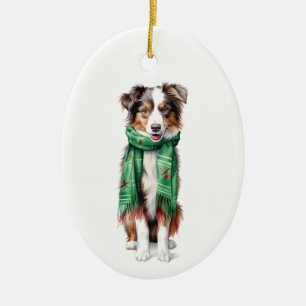 Décoration En Céramique Christmas Collie, Border Collie, Australian Shep