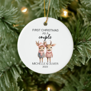 Décoration En Céramique Christmas Deer Couple Personnalisé