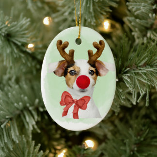 Décoration En Céramique Christmas Dog wAntlers & Oven Mitt Ornament