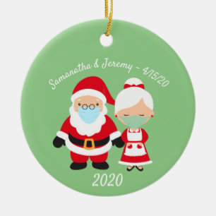 Décoration En Céramique Christmas Face Mask Père Noël et Mme Claus Mariage