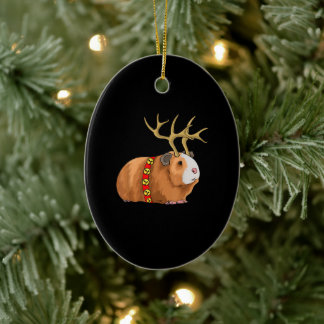 Décoration En Céramique christmas guinea pig reindeer kawaii rodent pet wh