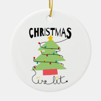 Décoration En Céramique Christmas Is Lit Ceramic Circle Ornament