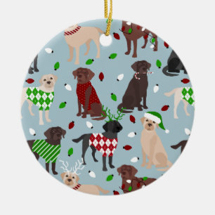 Décoration En Céramique Christmas Labrador Retriever Ceramic Ornament