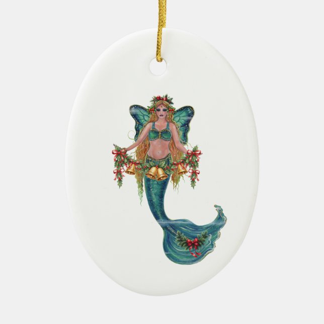 Décoration En Céramique Christmas mermaid  by Renee Lavoie (Devant)
