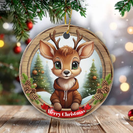 Décoration En Céramique Christmas Rustic Vibe Personal Name Gift Tag 🦌🎄