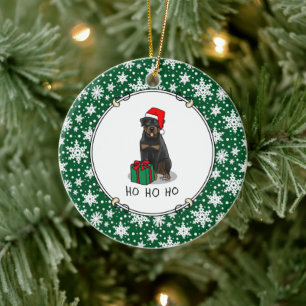 Décoration En Céramique Christmas Santa Claus Hat Rottweiler Dog Funny