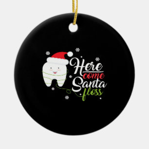Décoration En Céramique Christmas Santa Floss Dental Hygienists Dentist Gi