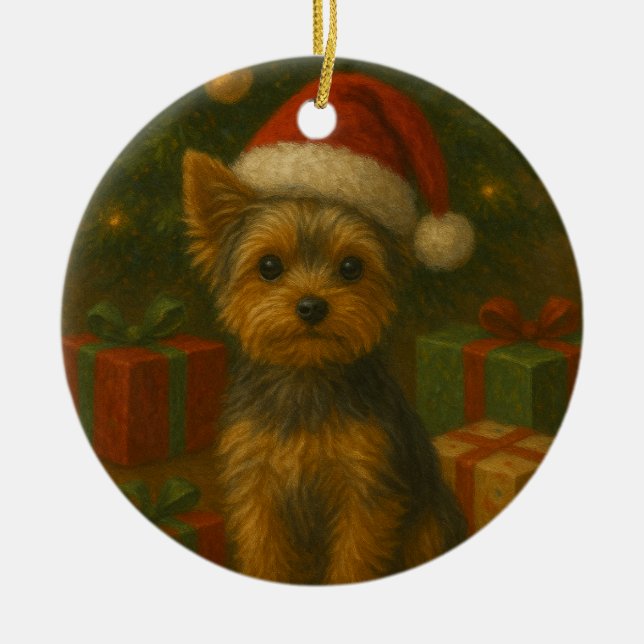 Décoration En Céramique Christmas Yorkie (Devant)