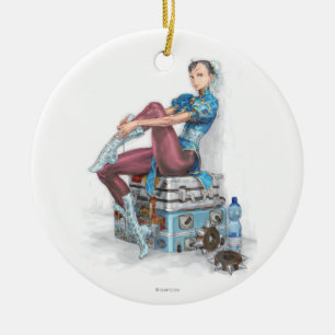 Décoration En Céramique Chun-Li attachant la chaussure