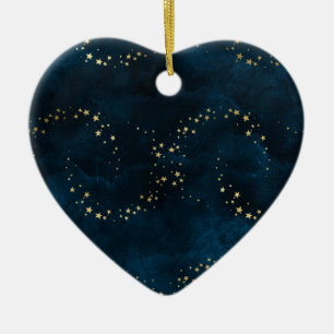 Décoration En Céramique Ciel nocturne étoilé Bleu foncé Golden Stars Spira