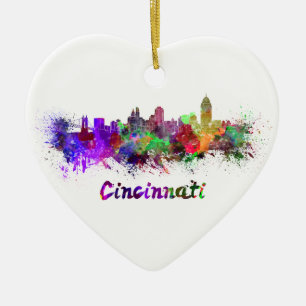 Décoration En Céramique Cincinnati skyline in watercolor