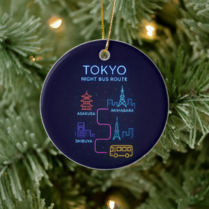 Décoration En Céramique Circuit de bus nocturne de Tokyo - Néon Design Jap