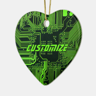 Décoration En Céramique Circuit imprimé PCB Cyber Green personnalisé Tech