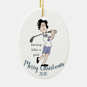 Décoration En Céramique Citation de golf féminine de Noël sur mesure
