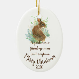 Décoration En Céramique Citation de jardinage de Noël personnalisée Bunny