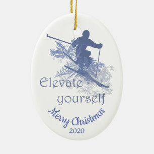 Décoration En Céramique Citation de ski de Noël sur mesure Inspirationnel