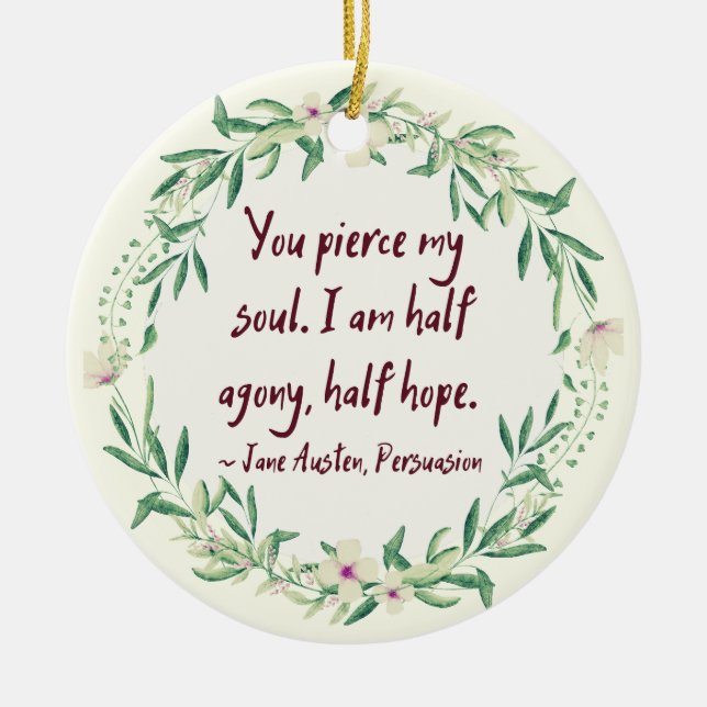 Décoration En Céramique Citation personnalisée Jane Austen Citation littér (Devant)