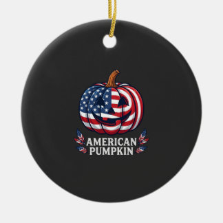Décoration En Céramique Citrouille Américaine Halloween Drapeau Usa Étoile