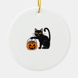 Décoration En Céramique Citrouille Chat Noir Jack O' Lantern Halloween Suc