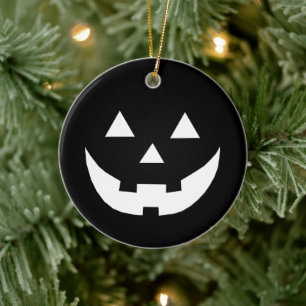 Décoration En Céramique Citrouille Jack-o'-lantern noir blanc Halloween 